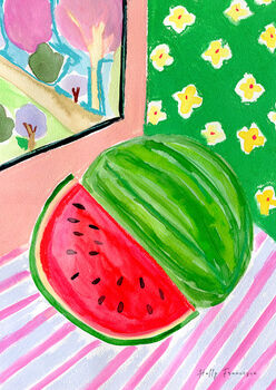 Watermelon Still Life Art Print Watercolour Poster, 5 of 6