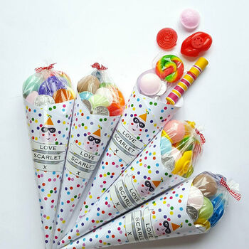 Personalised Pre Filled Spotty Party Cones, 2 of 3