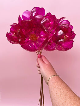 Large Hot Pink Bouquet Recycled Plastic Bottle Flowers, 4 of 10