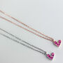 Sterling Silver Pink Crystal Heart Pendant Necklace, thumbnail 4 of 6