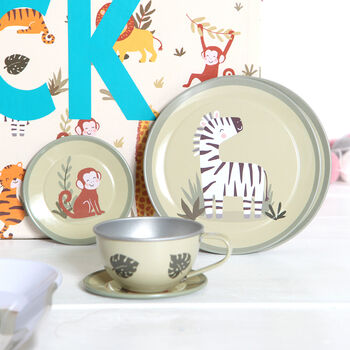 Safari Tin Tea Set With Personalised Carry Case, 4 of 6