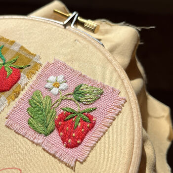 Strawberry Hand Embroidered Framed Keepsake, 3 of 7