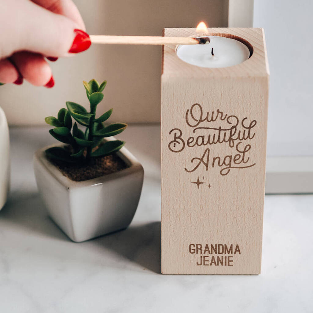 Personalised 'Our Beautiful Angel' Candle Holder