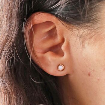 Pink Opal Flower Stud Earrings, 2 of 12