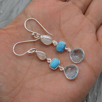 Moonstone Turquoise Blue Topaz Earrings, 6 of 11