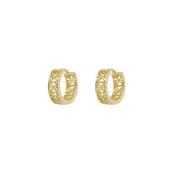 Gold Plated Huggie Patterned Hoop Earring For Men, 8 of 9