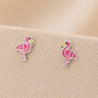 Sterling Silver Pink Flamingo Stud Earrings, thumbnail 1 of 6