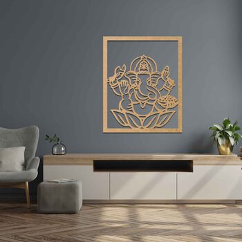 Wooden Hindu Elephant Modern Wall Art Home Room Decor, 7 of 10