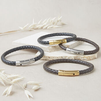 Mens Personalised Best Dad Ever Round Braided Leather Bracelet, 6 of 9