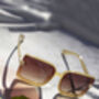 Cream Front Lens Rectangle Thick Frame Sunglasses, thumbnail 6 of 8