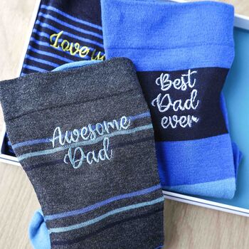 Best Dad Father's Day Soft Bamboo Socks Gift Box Set, 3 of 5
