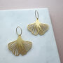 Gingko Leaf Plant Hoop Earrings Gold And Silver Plated, thumbnail 2 of 6