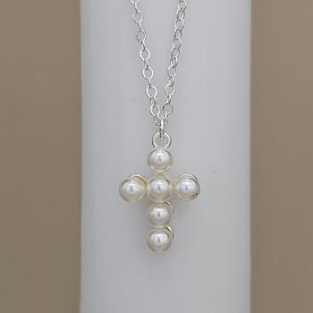 Pearl Cross Charm Necklace, 2 of 3