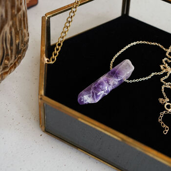 Gold Tone Amethyst Pendant Necklace, 2 of 4