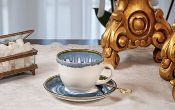 Blue Tea Cup With Saucer Porcelain, 9 of 9