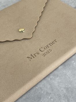 Personalised Buttoned Leather Notebook, 3 of 9