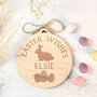 Personalised Easter Bunny Round Wooden Decoration, thumbnail 4 of 5