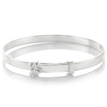 Personalised Sterling First Diamond Kiss Bangle, 3 of 7