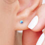 Mini Sterling Silver Blue Opal Stud Earrings, thumbnail 3 of 10