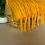 Super Soft Chunky Tassel Scarf In Mustard Yellow, thumbnail 3 of 3