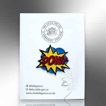 Cartoon Comic Superhero Pow Onomatopoeia Enamel Pin, Gifts For Kids, 4 of 8