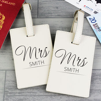Set Of Two Luxury Leather Couple Luggage Tags, 4 of 4
