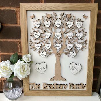 Personalised Mother's Day Framed Wooden Family Tree, 3 of 12