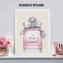 Teen Girls Personalised Perfume Print | Pink Girls Room Decor | Make Up Station Wall Art Personalised With Name, thumbnail 1 of 4