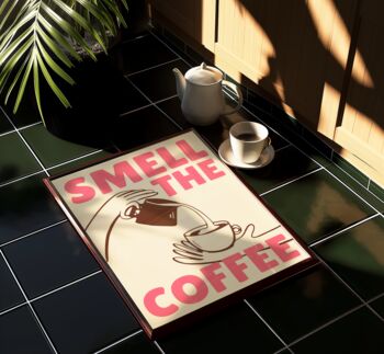 Smell The Coffee Kitchen Wall Art Print Retro, 7 of 11