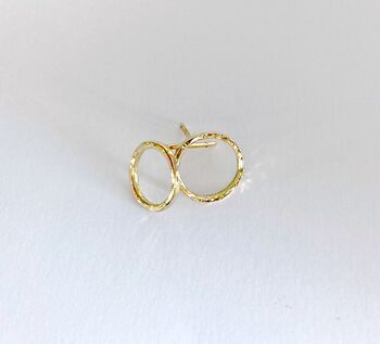 Small Hammered Gold Open Hoop Studs, 5 of 9
