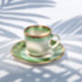 Green Set Of Six Porcelain Espresso Cup And Saucer, thumbnail 3 of 11
