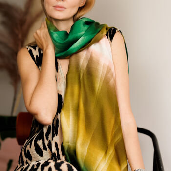 Green Ombré Printed Scarf — Personalised Gift Card And Gift Box Option, 4 of 10