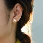 Loraine Ivory Gold Pearl Crown Ball Charm Gift Earrings, thumbnail 5 of 5