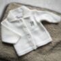 Luxury White Knitted Baby Cardigan, thumbnail 3 of 7