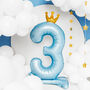 Light Blue Standing Number Three Foil Balloon 33 Inch, thumbnail 1 of 2