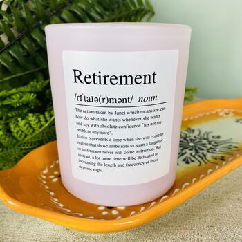 Personalised Fun Retirement Definition Candle, 2 of 11
