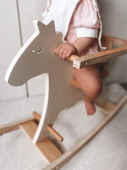 Personalised White Wooden Rocking Horse Toy, 3 of 4