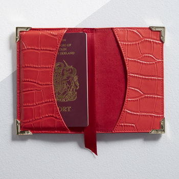 Personalised Scarlet Leather Passport Case, 2 of 3