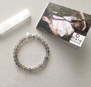 Labradorite And Grey Agate Silver Stacking Bracelet, 7 of 12
