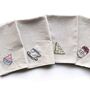 Afternoon Tea Linen Napkin Embroidery Set Kit Gift, thumbnail 4 of 9