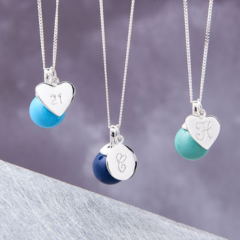 Orb Pendant Necklace In Silver With Monogram, 3 of 7