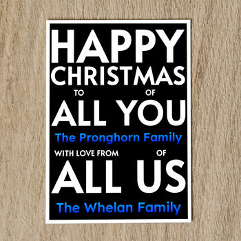 Personalised Family Christmas Card Names And Message, 2 of 8