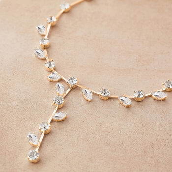 Leaf Shaped Swarovski Crystal Y Necklace, 2 of 10