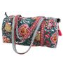 Block Printed Pine Green, Red And Mustard Floral Quilted Duffle Bag, thumbnail 9 of 9