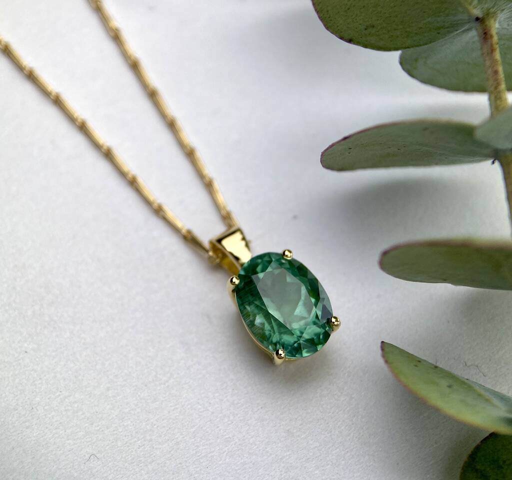Teal Tourmaline And Gold Pendant