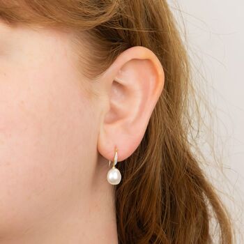 9ct Gold Keshi Pearl Earrings With Diamond Set Hook, 3 of 8
