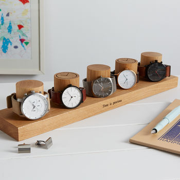 Personalised Solid Oak Watch Stand For Four Watches, 7 of 12