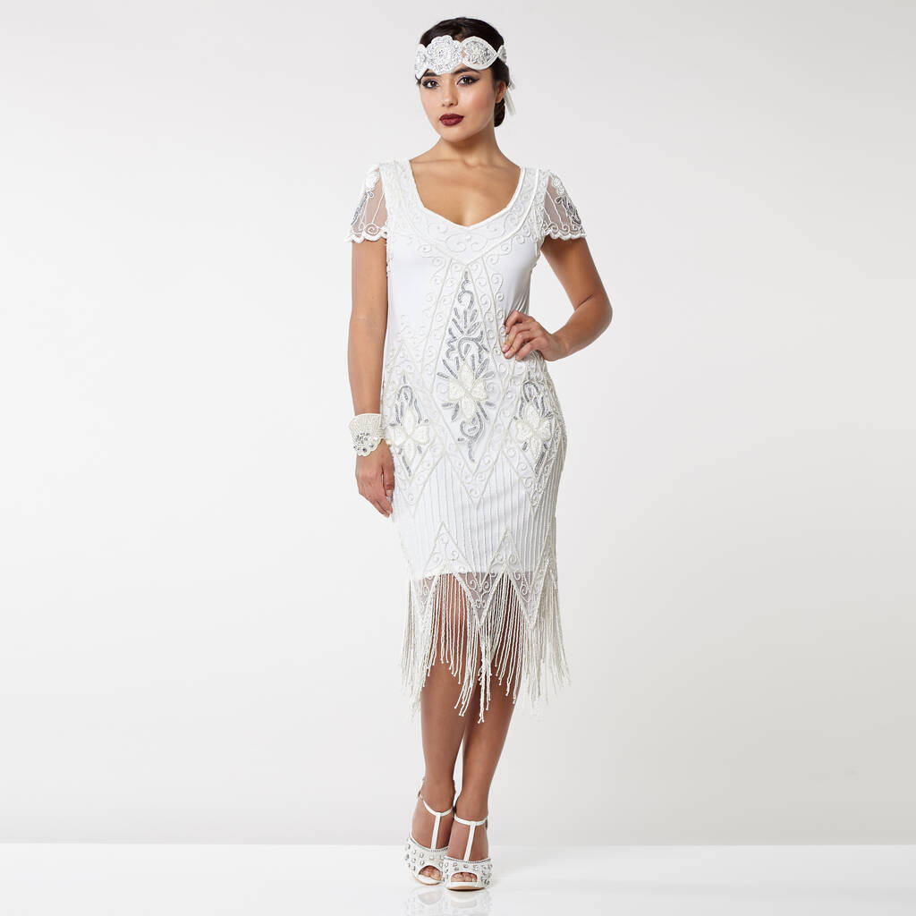 Annette Cap Sleeve Fringe Art Deco Dress By Gatsbylady London ...