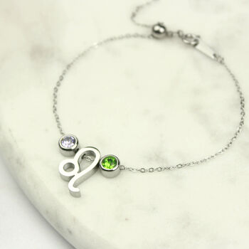 Family Birthstone And Zodiac Sign Slider Bracelet, 8 of 12