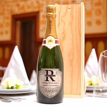 Personalised Champagne Gift With Pewter Monogram Label, 2 of 5